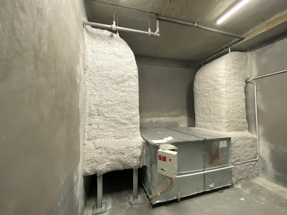 Flocage thermique d'une gaine dans le local technique — Auditorium de Clamart